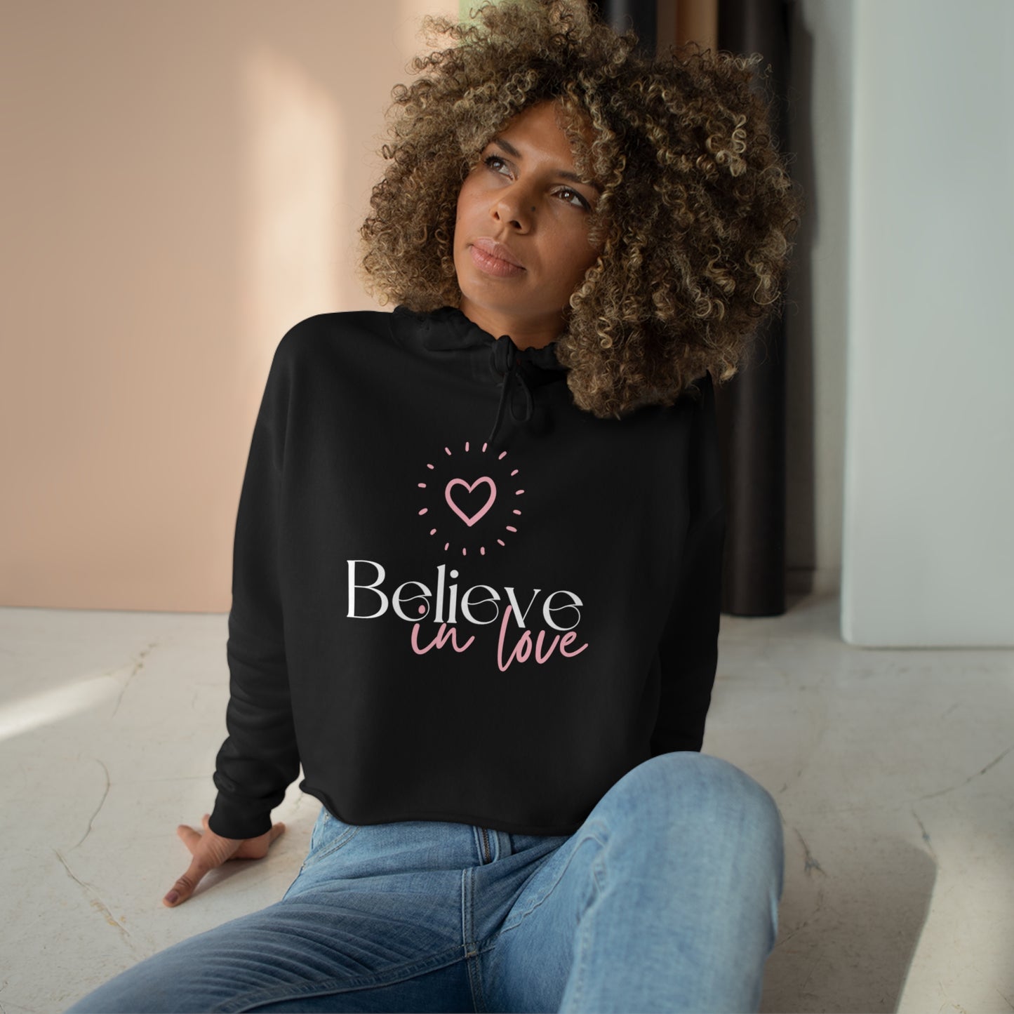 Believe In Love Crop Hoodie