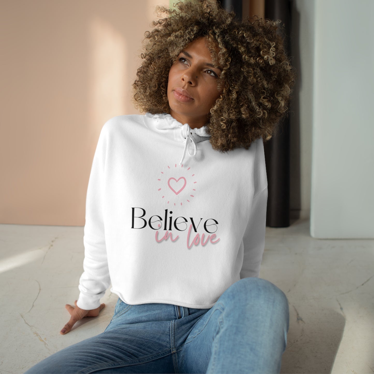 Believe In Love Crop Hoodie